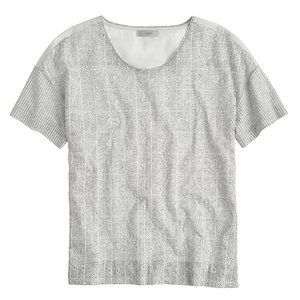 NWOT J. Crew Eyelet Tee Heathered Stone Ivory XXS